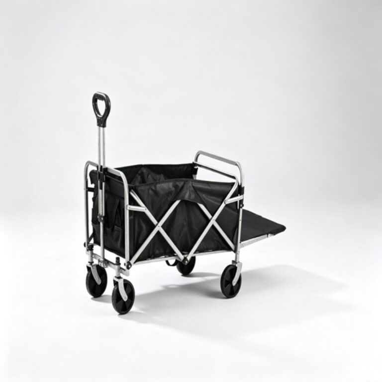 Outdoor utility wagon 5A Silver-Gray-Black Patterned Rear Rack